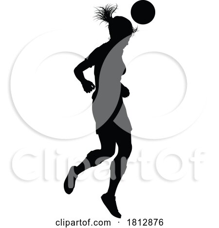 Female Soccer Football Player Woman Silhouette by AtStockIllustration