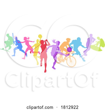 Sports Active Fitness Sport Silhouettes People by AtStockIllustration