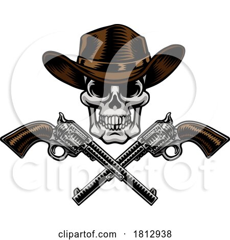 Cowboy Hat Pistols Skull Pirate Cross Bones by AtStockIllustration