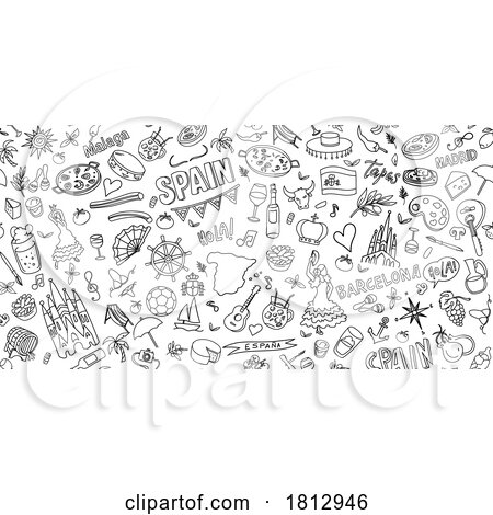 Spain Travel Doodle Background by Domenico Condello