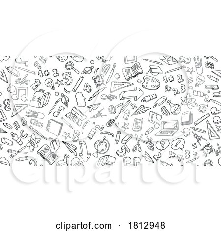 Vector Background Doodle Cartoon Set of School Objects by Domenico Condello