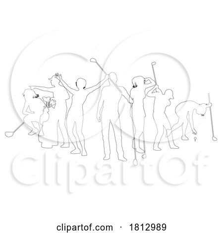 Golfers Golfing Silhouette Golf People Silhouettes by AtStockIllustration