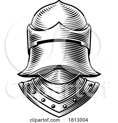 Knight Helm Medieval Helmet Vintage Woodcut Style by AtStockIllustration