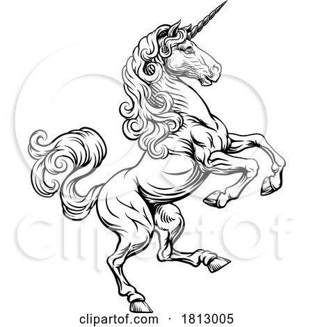 Unicorn Horse Crest Rampant Heraldic Coat of Arms by AtStockIllustration