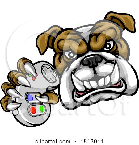 Bulldog Dog Video Gaming Gamer Sports Mascot by AtStockIllustration