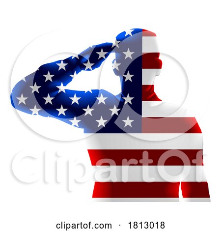 Flag Soldier Salute Veteran Day Silhouette by AtStockIllustration