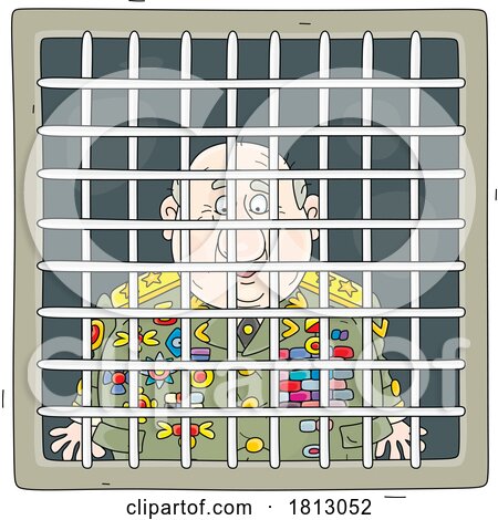 Corrupt General in Jail Licensed Clipart Cartoon by Alex Bannykh