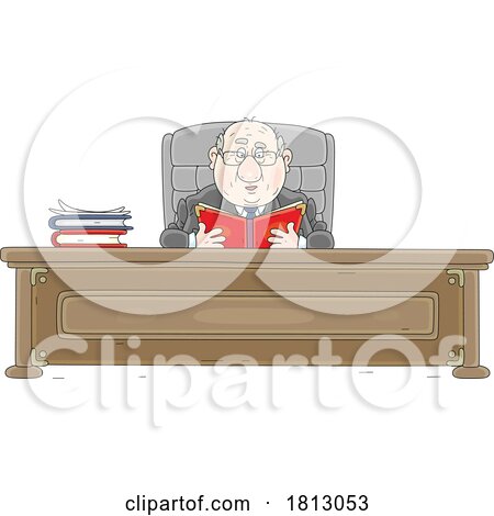 Man Reading at a Desk Licensed Clipart Cartoon by Alex Bannykh