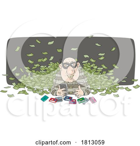 Prisoner Scamming with Credit Cards Licensed Clipart Cartoon by Alex Bannykh