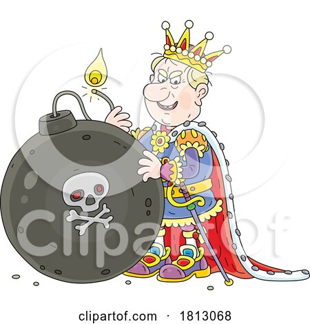 Evil King Lighting a Bomb Licensed Clipart Cartoon by Alex Bannykh