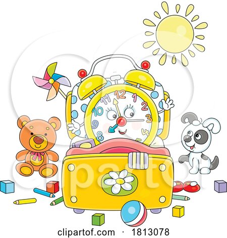 Alarm Clock Mascot Waking up Licensed Clipart Cartoon by Alex Bannykh