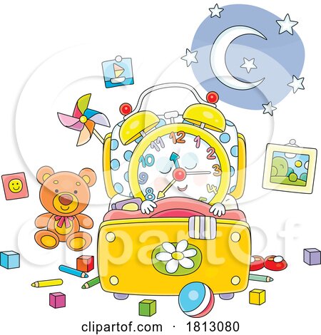 Alarm Clock Mascot Sleeping Licensed Clipart Cartoon by Alex Bannykh