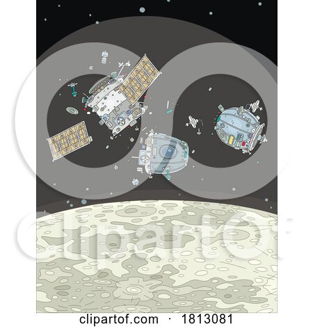 Destruction of a Satellite Deorbititing and Destructing Licensed Clipart Cartoon by Alex Bannykh