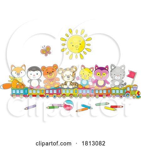 Toys on a Train Licensed Clipart Cartoon by Alex Bannykh