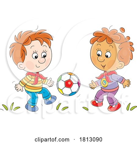 Boys Playing Soccer Licensed Clipart Cartoon by Alex Bannykh