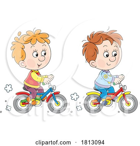 Boys Riding Bikes Licensed Clipart Cartoon by Alex Bannykh