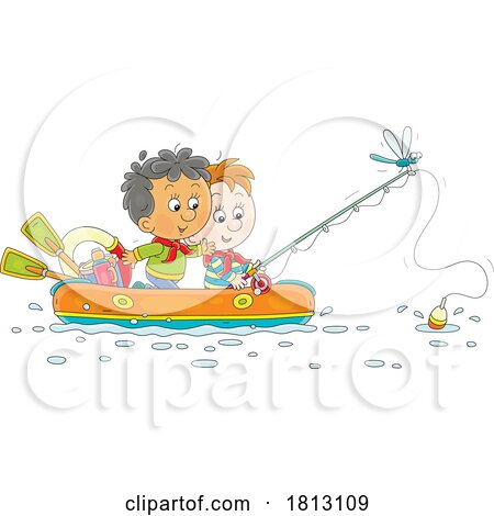 Boys Fishing Licensed Clipart Cartoon by Alex Bannykh