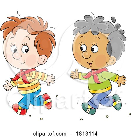 Boys Running Licensed Clipart Cartoon by Alex Bannykh