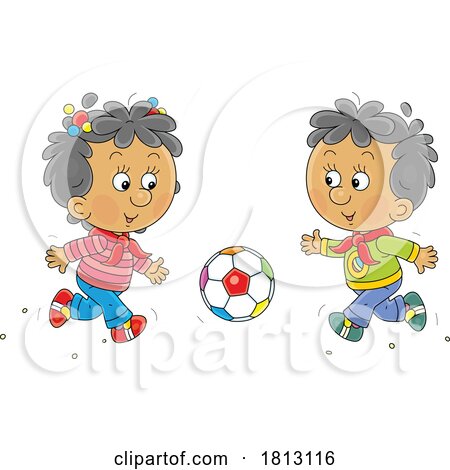 Children Playing Soccer Licensed Clipart Cartoon by Alex Bannykh
