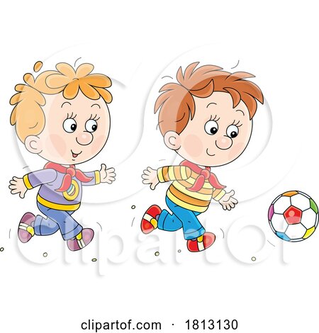 Boys Playing Soccer Licensed Clipart Cartoon by Alex Bannykh