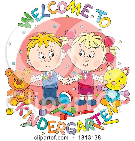Welcome to Kindergarten Kids Licensed Clipart Cartoon by Alex Bannykh