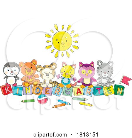 Toys over Kindergarten Blocks Licensed Clipart Cartoon by Alex Bannykh