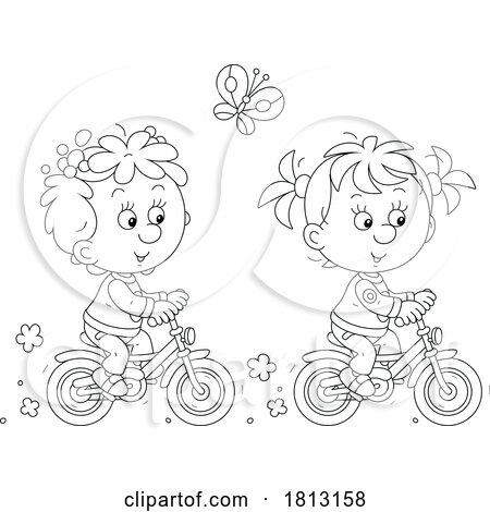 Girls Riding Bikes Licensed Clipart Cartoon by Alex Bannykh