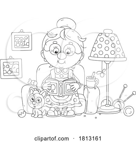 Granny Reading Licensed Clipart Cartoon by Alex Bannykh