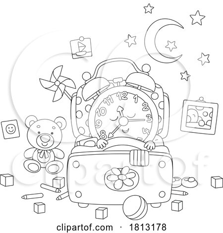 Alarm Clock Mascot Sleeping Licensed Clipart Cartoon by Alex Bannykh