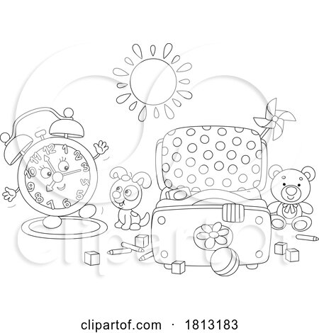 Alarm Clock Mascot in a Room Licensed Clipart Cartoon by Alex Bannykh