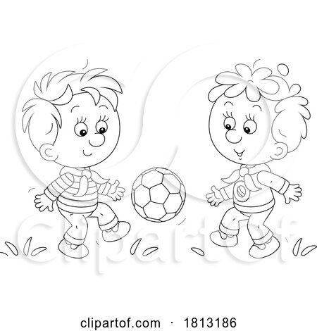 Boys Playing Soccer Licensed Clipart Cartoon by Alex Bannykh