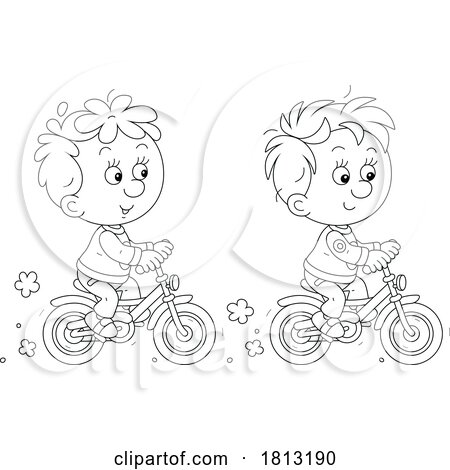 Boys Riding Bikes Licensed Clipart Cartoon by Alex Bannykh