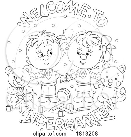 Welcome to Kindergarten Kids Licensed Clipart Cartoon by Alex Bannykh