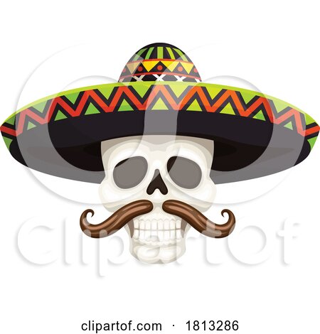 Skull Wearing a Mexican Sombrero Licensed Clipart by Vector Tradition SM