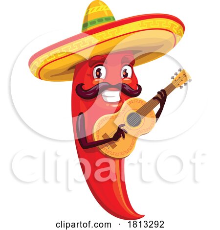 Mariachi Guitarist Chili Pepper Licensed Clipart by Vector Tradition SM