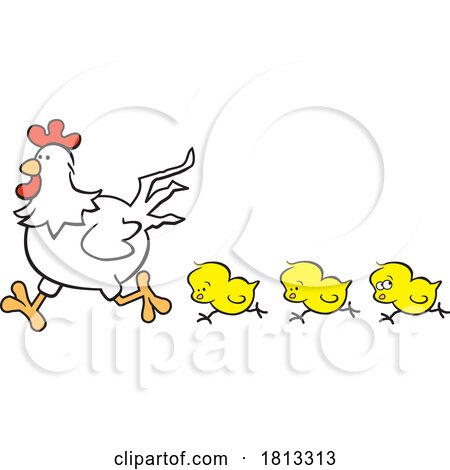 Chicks Following a Hen Licensed Cartoon Clipart by Johnny Sajem