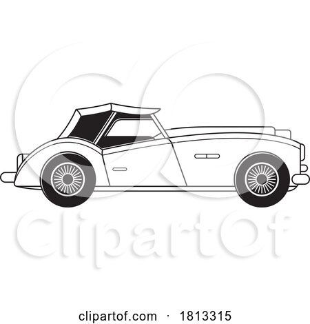 Classic Car Black and White Clipart by Lal Perera