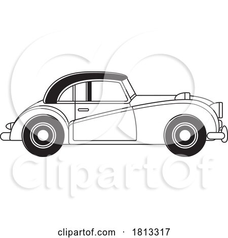 Classic Car Black and White Clipart by Lal Perera