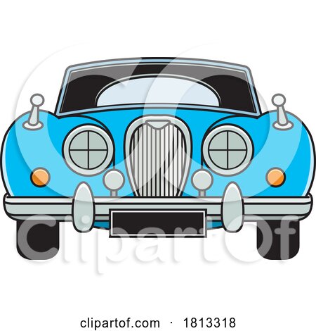 Blue Classic Car Front View Clipart by Lal Perera