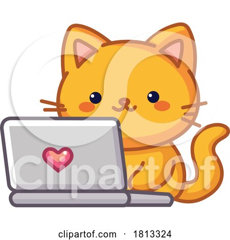 Cat Using Laptop Licensed Cartoon Clipart by yayayoyo