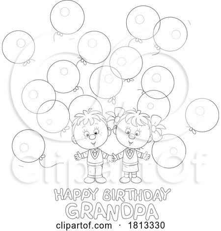 Happy Birthday Grandma Greeting Licensed Cartoon Clipart by Alex Bannykh
