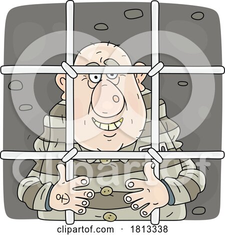 Prisoner Behind Bars Licensed Cartoon Clipart by Alex Bannykh