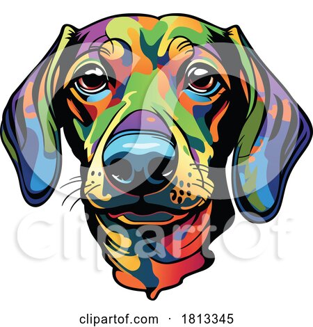 Colorful Dachshund Dog Face Clipart by dero