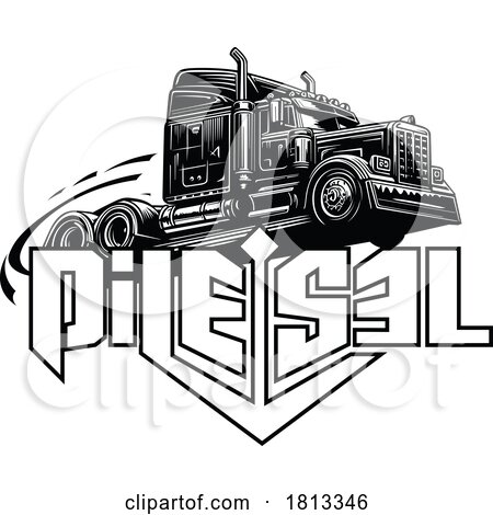 Diesel Truck with Mirrored Text Clipart by dero