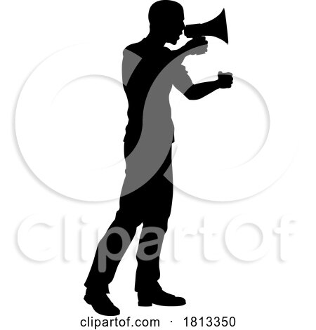 Protest Rally March Megaphone Silhouette Person by AtStockIllustration