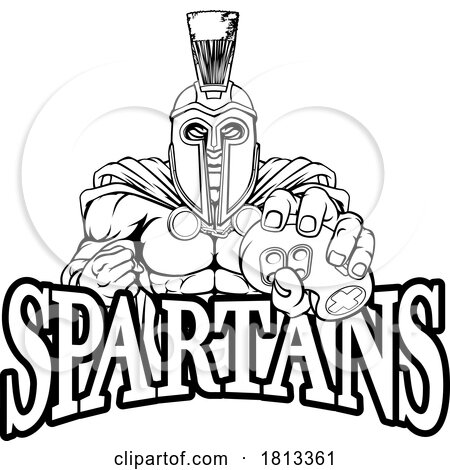 Spartan Trojan Gamer Gladiator Controller Mascot by AtStockIllustration