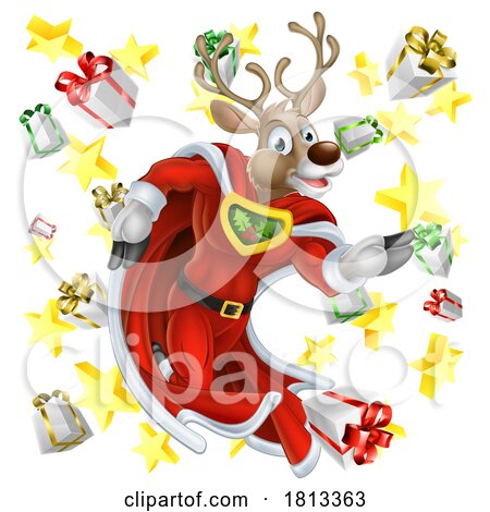 Superhero Santa Reindeer Christmas Super Hero by AtStockIllustration