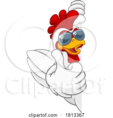 Chicken Rooster Cockerel Bird Sunglasses Cartoon by AtStockIllustration