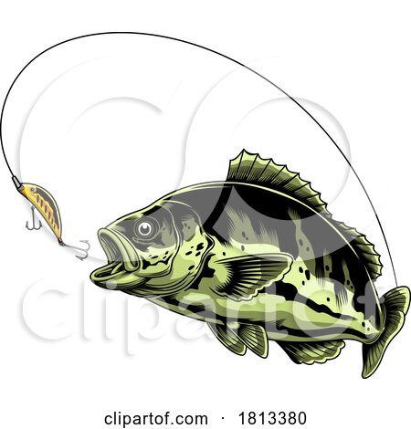 Bream Fish Chasing a Lure Licensed Cartoon Clipart by Hit Toon