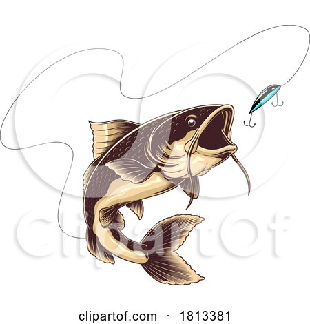 Catfish and Lure Licensed Cartoon Clipart by Hit Toon